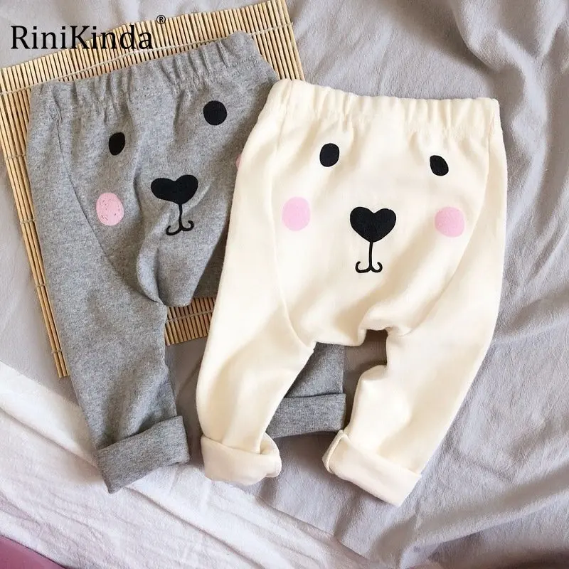 

RiniKinda 2022 Baby Girl Leggings Fashion Cartoon Pp Pants Boy Toddler Trousers Winter Plus Velvet Thick Kids Stretch Leggings