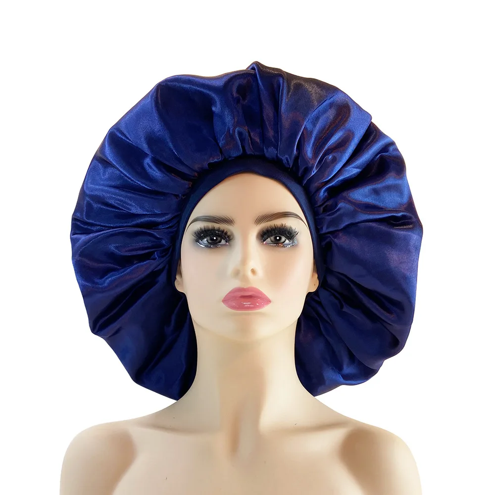 

Extra Large Satin Sleep Cap High Quality Waterproof Shower Cap Protect Hair Women Hair Treatment Hat 6 Colors