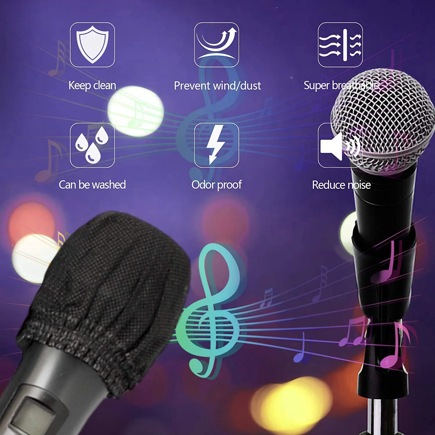 100 Pcs Disposable Microphone Covers, Windscreen Mic Covers, Handheld Microphone Protective Cap for Karaoke images - 6