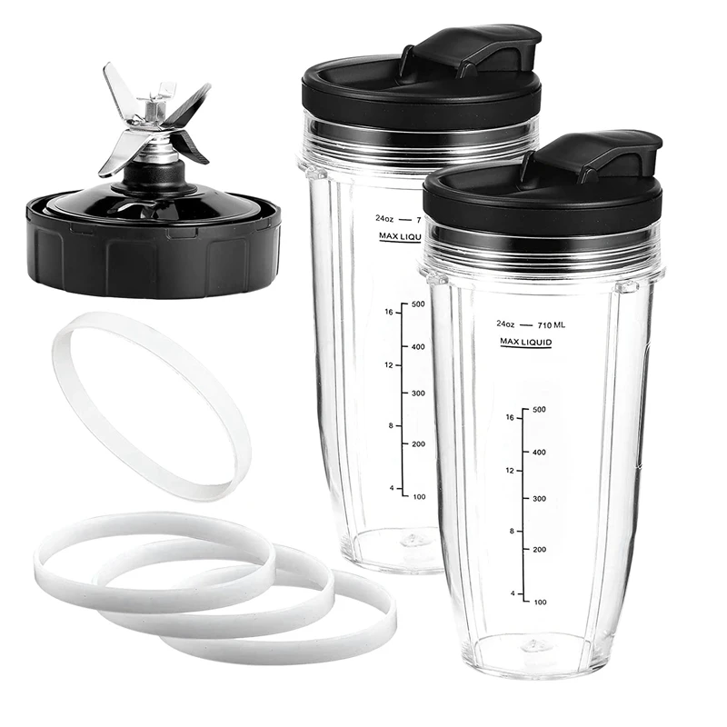 

Набор сменных частей для Nutri Ninja 900 Вт/1000 Вт серии BL, лезвие для извлечения 7 ластов, чашки 24 унции, откидная крышка, 9 шт.