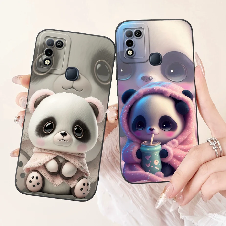 For Infinix Hot 10 Play Case X688B X688C Cute Rabbit Panda Cartoon Cover Soft TPU Phone Hot10 Shell