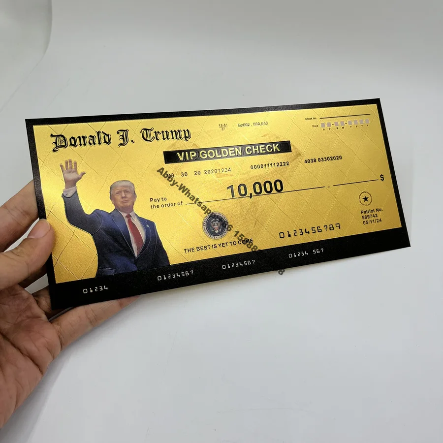Персонализированный TRB Golden check 2024 Дональд Дж. Трамп Золотой чек банкноты США Президент Трамп Патриот карточка билет для коллекции