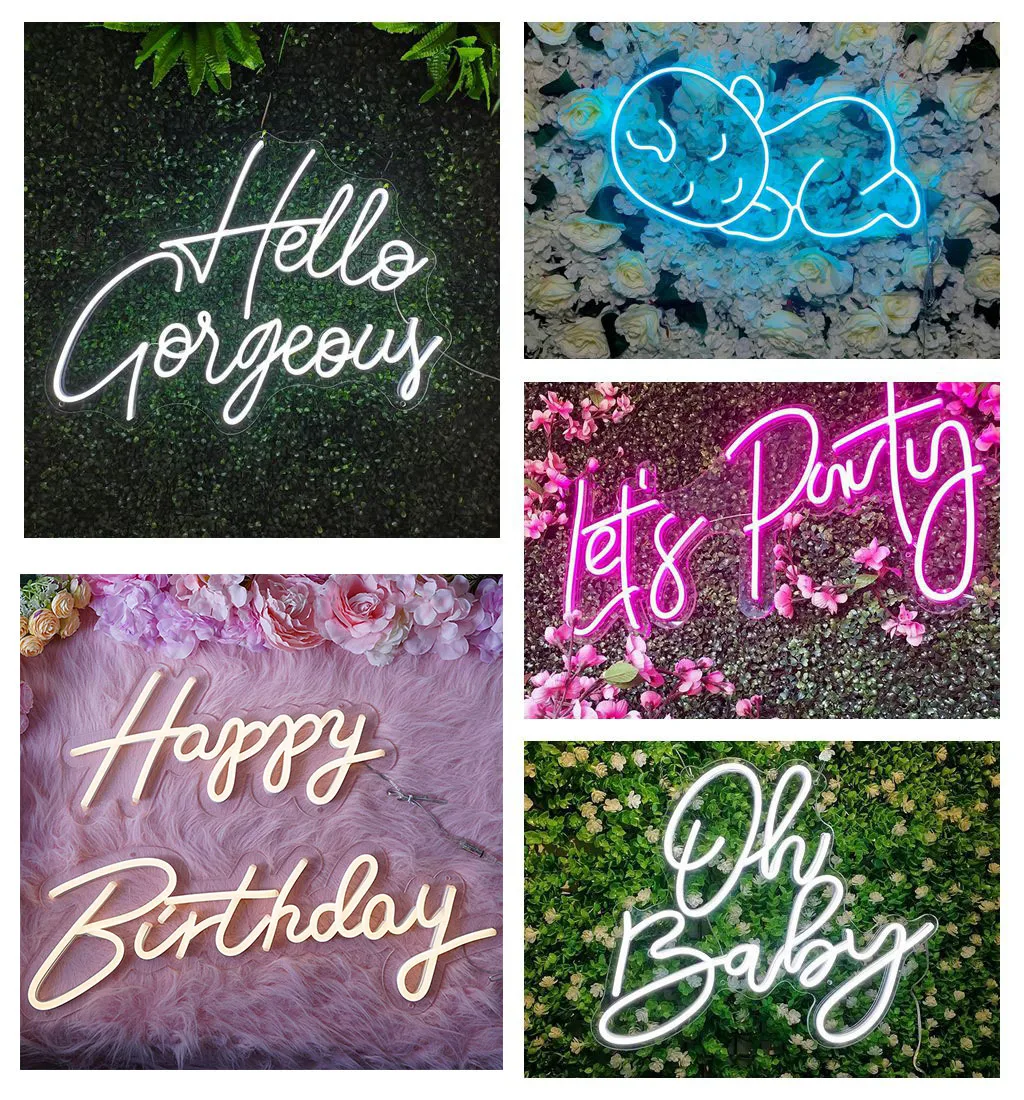 Happy Birthday LED Neon Sign 22 inches Personalized Neon Light Sign for Birthday Party Wall Decoration Bar Rave Home Decor Chris