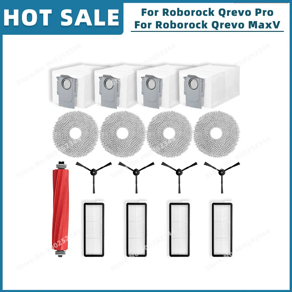 Совместим с ( Roborock Qrevo Pro / Qrevo MaxV / Qrevo S / Qrevo Plus ) запасные части, аксессуары, ролик, боковая щетка, фильтр, Швабра, пылесборник