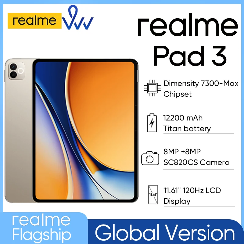 Фото Глобальная версия realme Pad 3 с 2.8K-дисплеем Book-View, батареей 12200 мАч Titan и чипсетом Dimensity 7300-Max №1