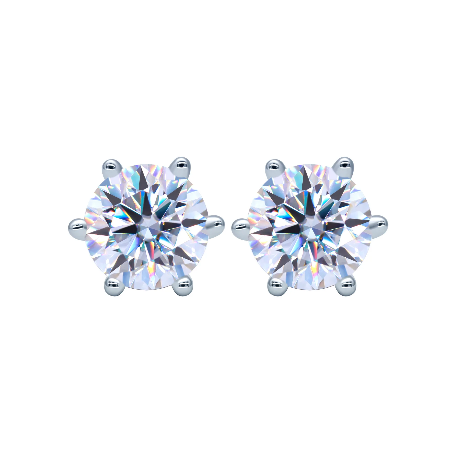 

Mossanite Classic six-clawed Stud Women's Sterling Silver S925 Simple fashion earrings D color