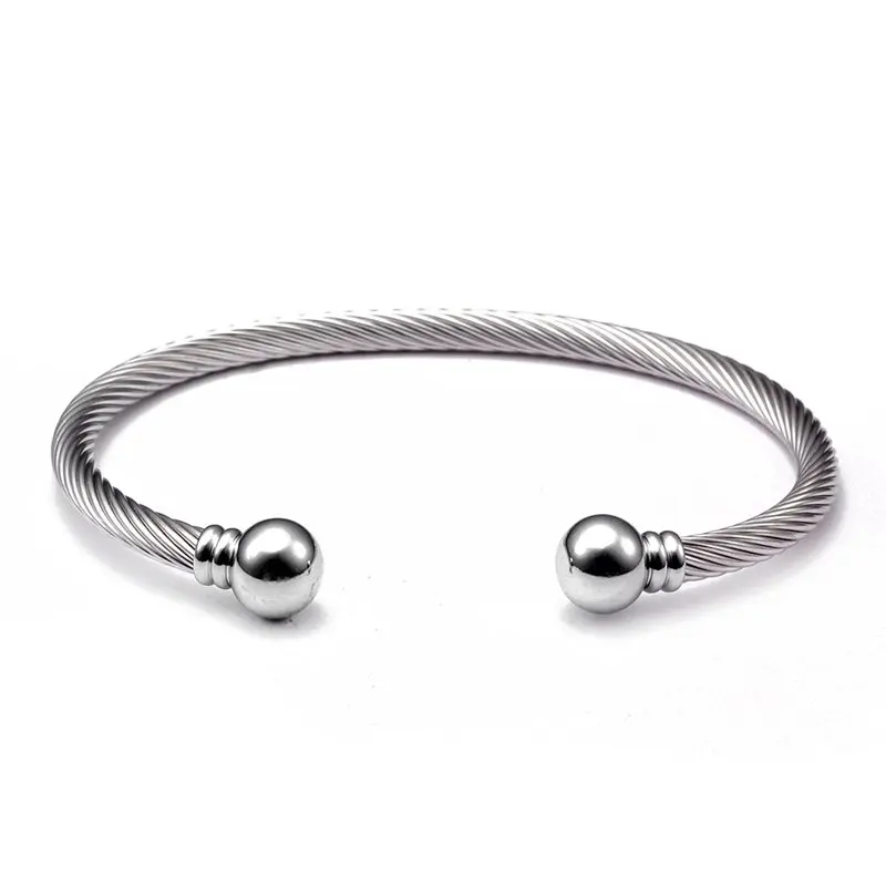 

Healthy Stainless Steel Open Men Women Cuff Fashion Bangles Mesh Surface Male Sporty Charm Bracelets Silver Jewelry Gift