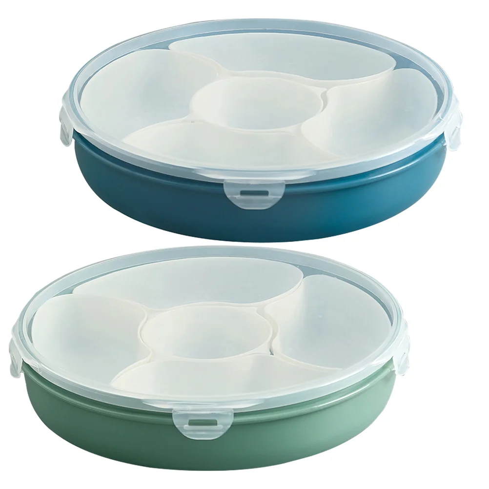 

Serving Tray Fruit Plate Platter Box Divided Snack Candy Lid Appetizer Storage Nut Dried Container Dish Dry Party Compartment