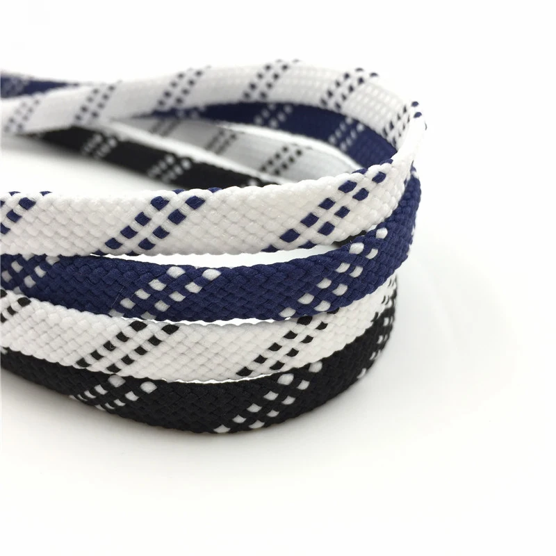 Coolstring  Japanese Style Fashion Shoelaces 0.8 cm Flat Striped Polyester Shoe Lace Classical Leisure Fabric Boot Lace