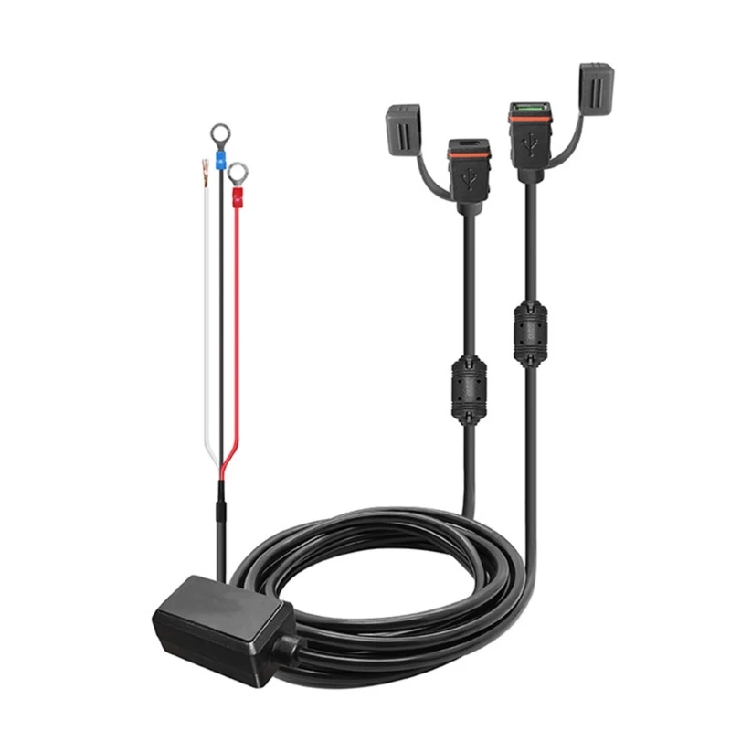 

Motorcycle USB Phone Double Port USB PD Quick Charging Waterproof Cap Power Supply Socket 240cm Cable Length