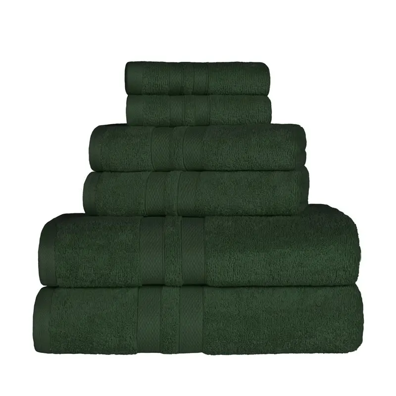 

Luxurious 100% Ultra Soft Cotton Forest Green 6-Piece Solid Towel Set, Perfectly Drying and Comfortable.