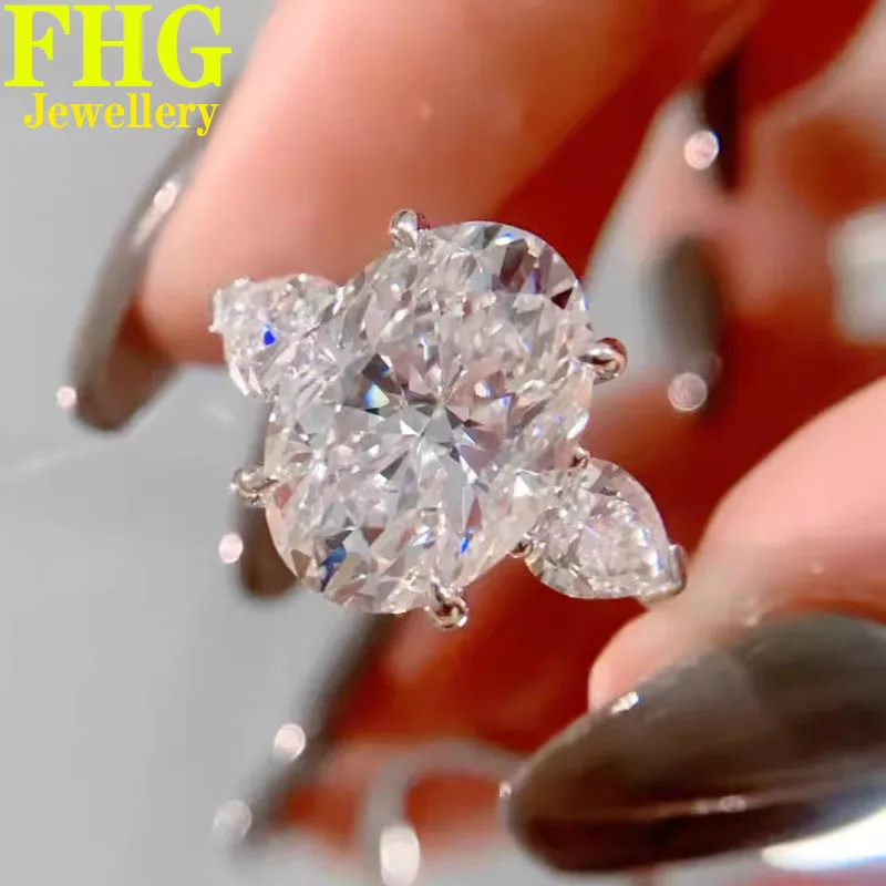 Кольцо из белого золота 1 2 3 4 5 карат Au375 9K DVVS1 овальная искусственная кожа