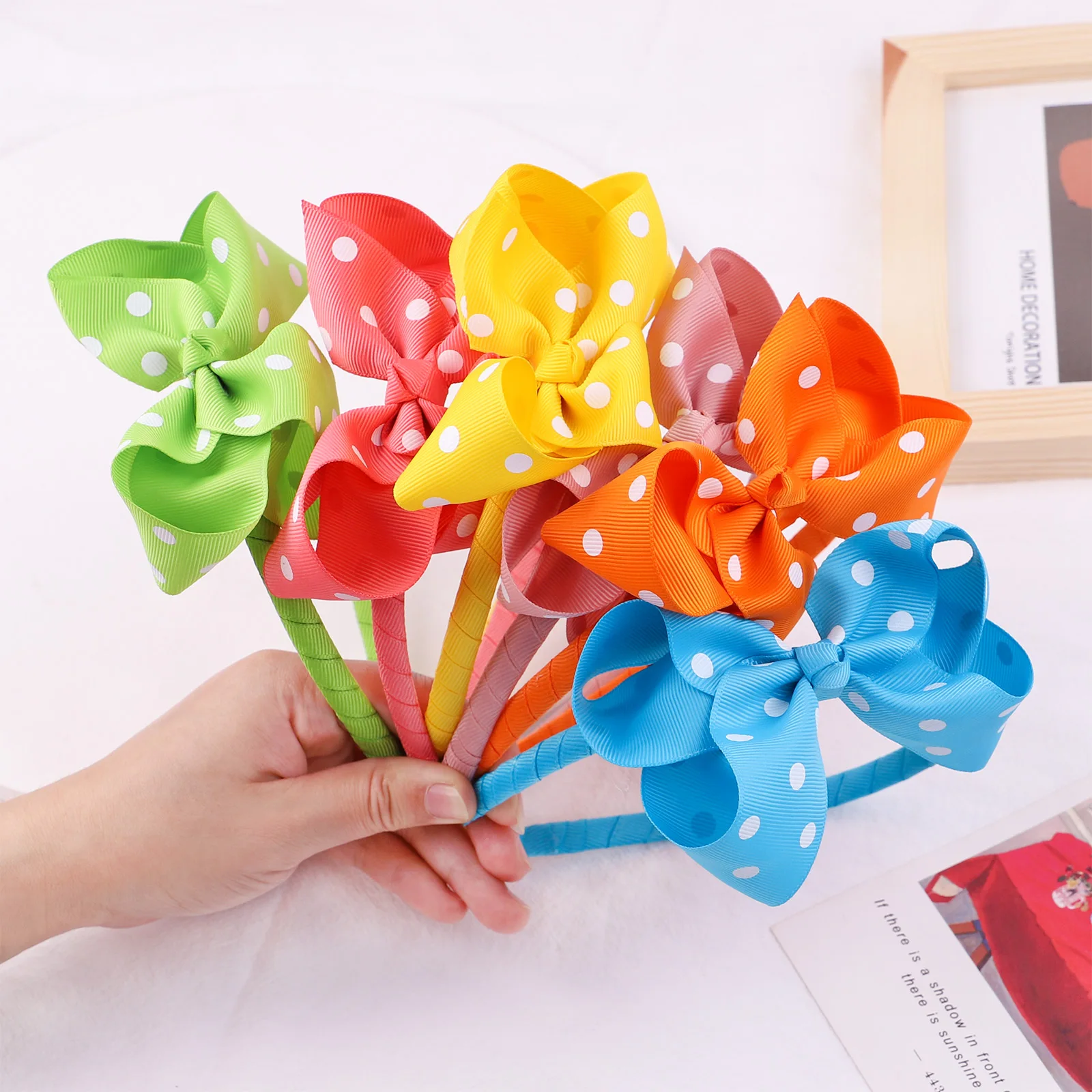 

1Pcs Grosgrain Ribbon Dot Print Headbands Hair Hoop Hairbands for Cute Girls Headwear Kids Bows Hair Bands Hair Accessories