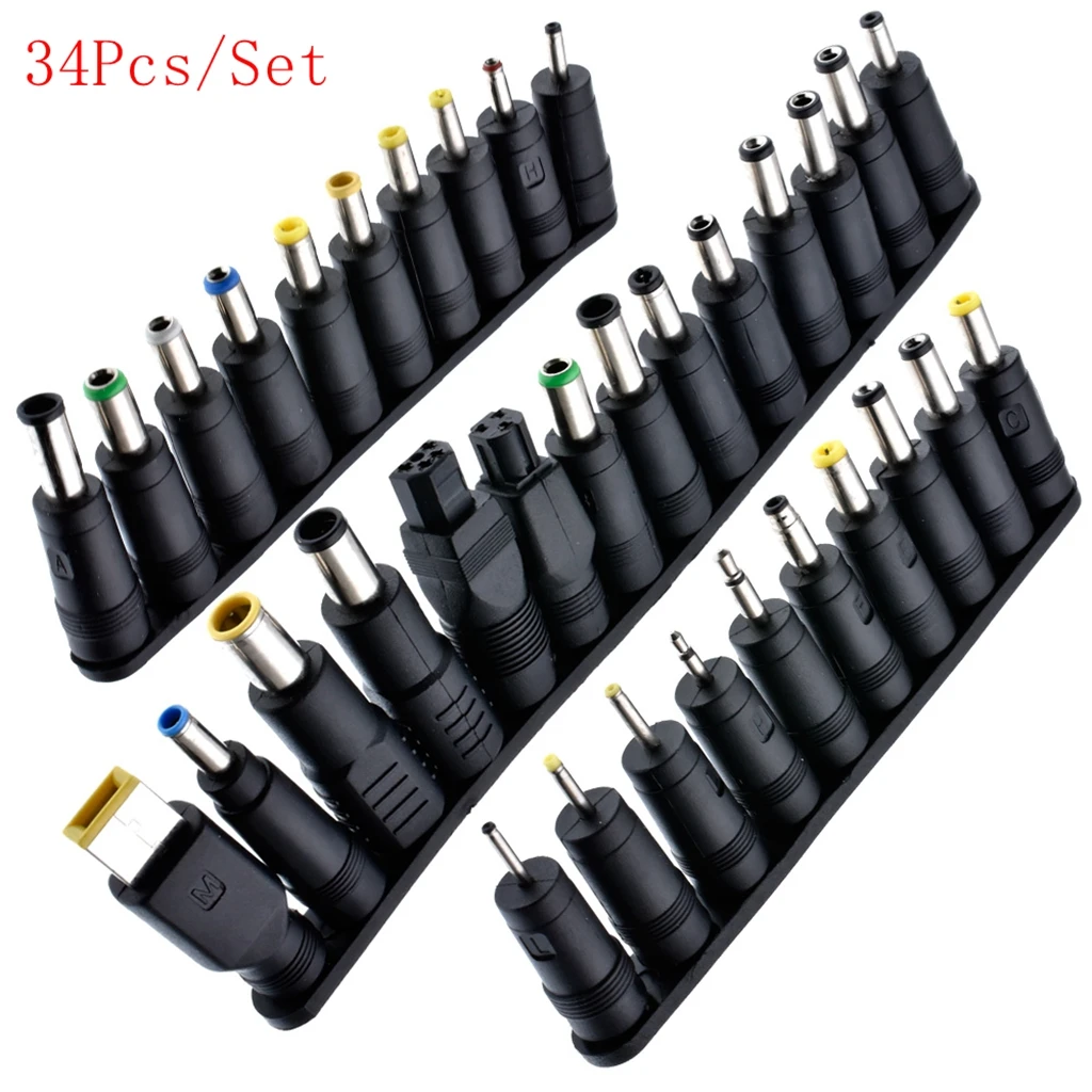 

34PCS Universal 5.5mmx2.1mm DC AC Power Adapter Tips Connector Kits for Lenovo Thinkpad Laptop Power Supply Plug Jack Sets*