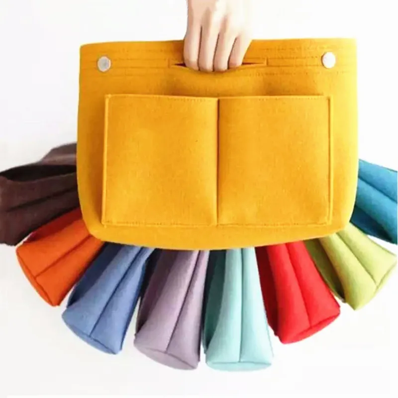 

Multi-Pocket Felt Insert Bag Makeup Handbag Organizer Travel Inner Purse Portable Cosmetic Bags Storage Tote For Women Girls