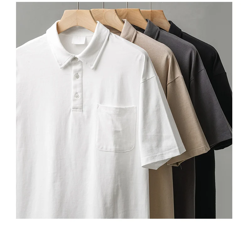 Тяжелые мужские рубашки-поло DUKEEN 260 г 100% хлопок 2024 летние белые футболки с