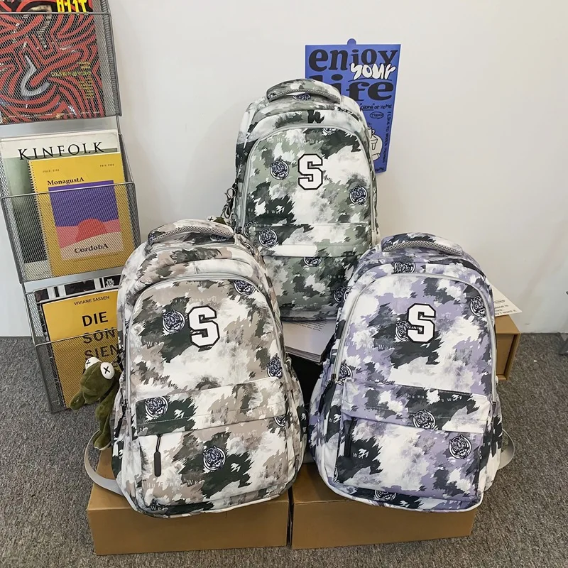 

Водонепроницаемый нейлоновый женский рюкзак, камуфляжная школьная сумка в корейском и японском стиле, многослойная дорожная сумка с прост...
