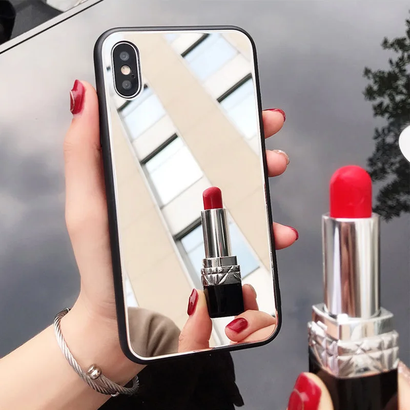 

Makeup Mirror Phone Case For iPhone 11 12 13 Pro Max 13mini Bumper Protection Cover For iPhone XS MAX XR 6s 7 8 PLUS Back Case