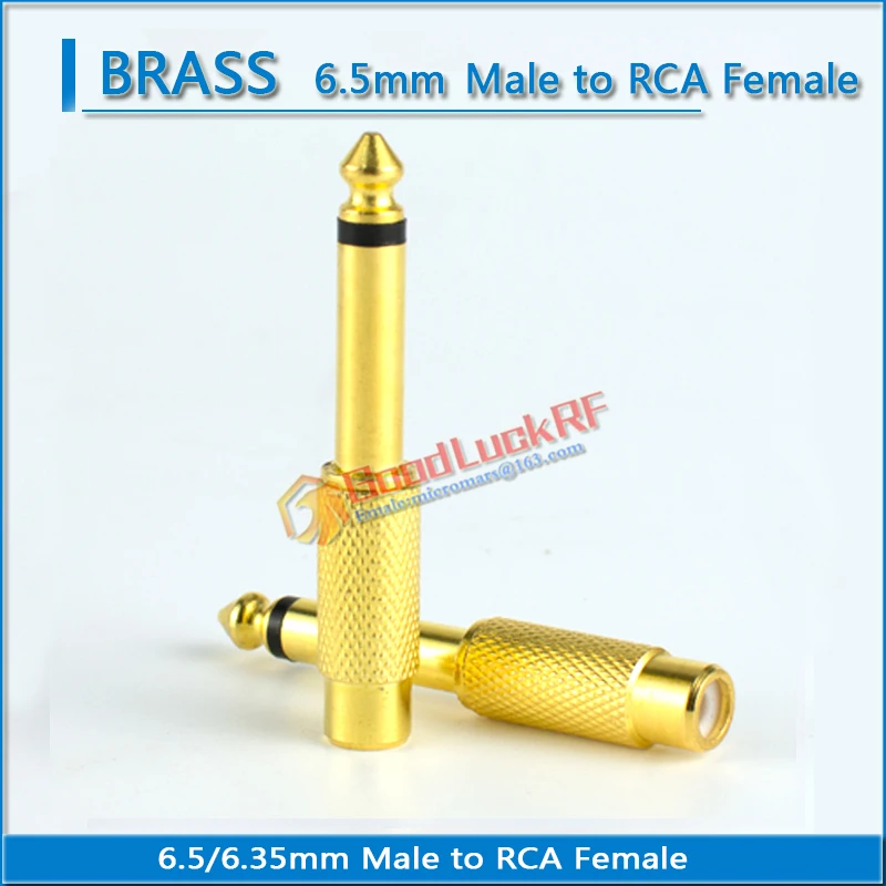 

6.5/6.35mm Male to Lotus RCA Female stereo AV audio and video connection Brass FM microphone RF connector extension conversion