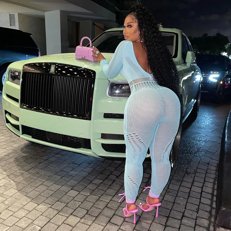 Сексуальный прозрачный комбинезон с вырезами Женский Повседневный спортивный