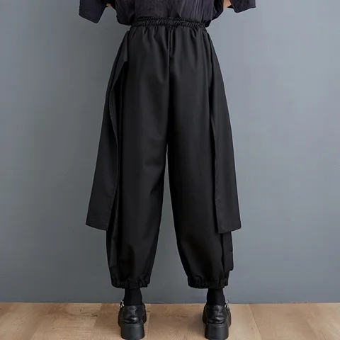 Cotton black high Waist Pocket vintage Casual loose spring summer autumn clothes Pants for Women 2023 Trousers Streetwear