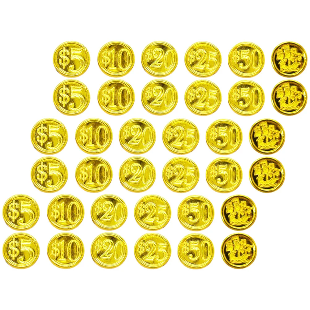 

48 Pcs Pirate Coins Props Portable Lovely Toys Treasure Household Party Favors Professional Plastic