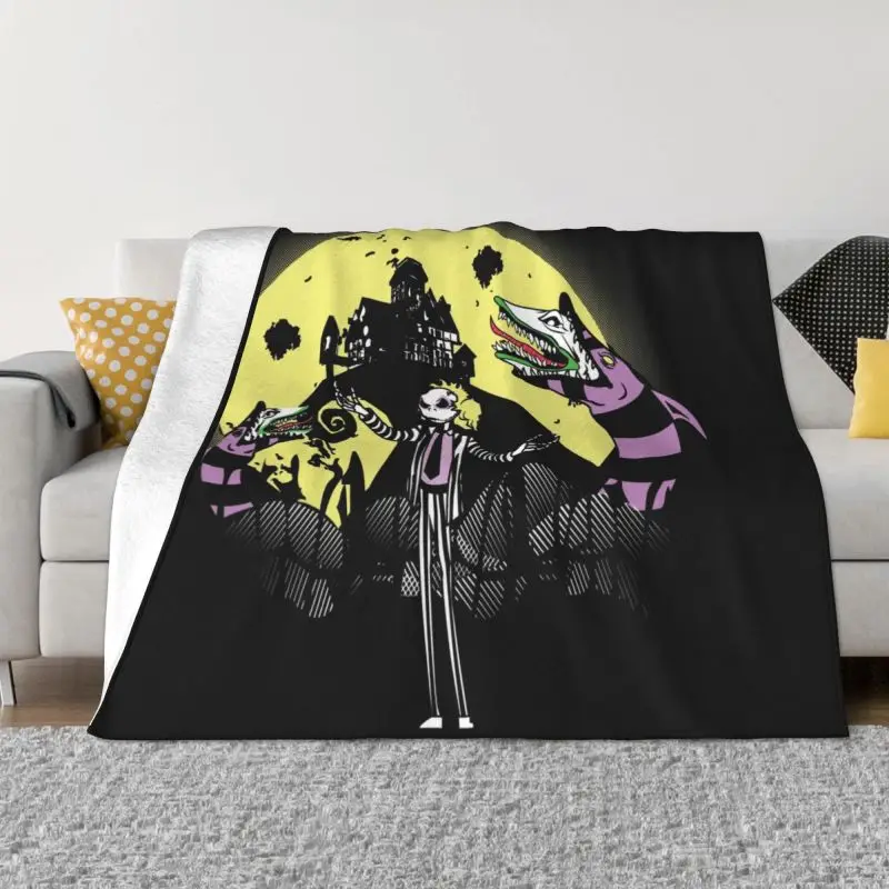 

Bettlejack Revisited 3D Print Blankets Breathable Soft Flannel Summer Tim Burton Beetlejuice Throw Blanket for Couch Office Bed