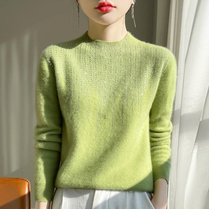 Осень-зима женский свитер водолазка с воротником-стойкой длинным рукавом и