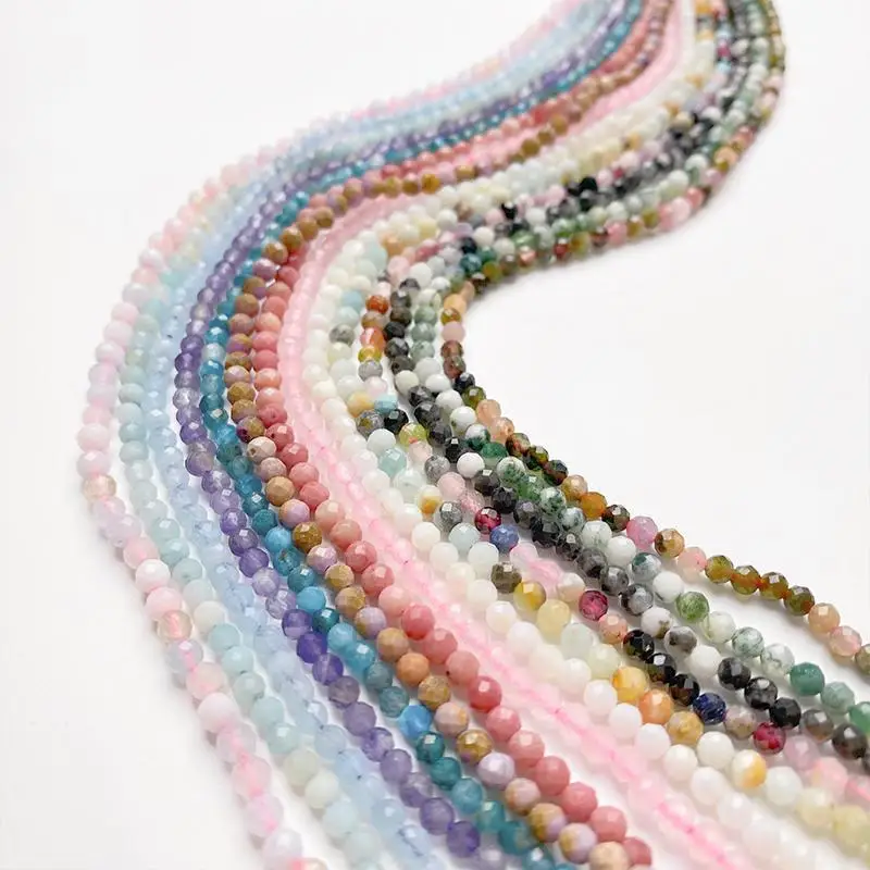 40pcs/Lot 3mm Colorful Natural Stone Faceted Bead Loose Spacer Beads for Women Jewelry Making DIY Bracelet Necklace Accessories