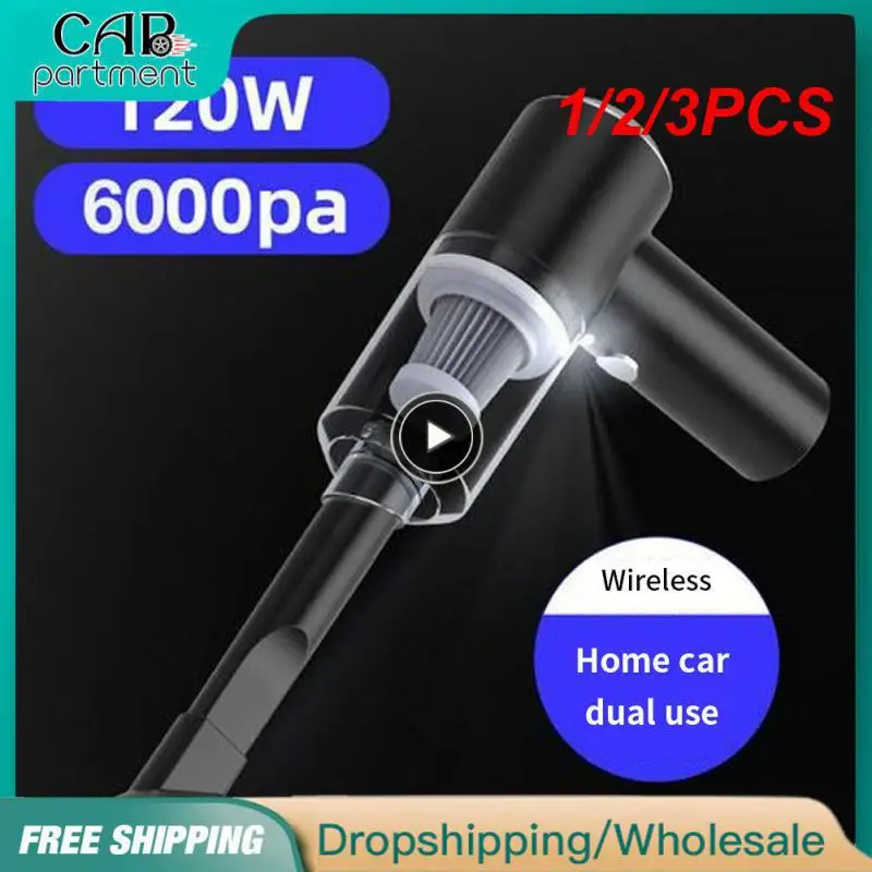 

1/2/3PCS Rechargeable Cordless 6000Pa 120W Portable Handheld Powerful Wireless Car Vacuum Cleaner for SUV Truck Home Office Pet