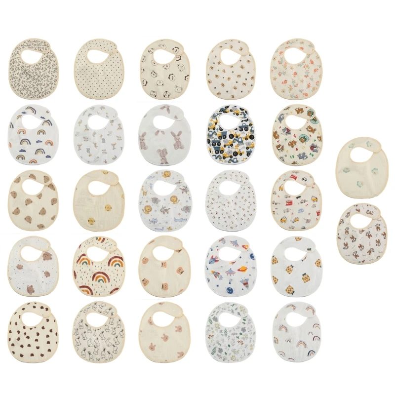 

2023 New Adorable Cotton Baby Bibs for Girls Boys Baby Drool Bibs for Drooling Teething Eating Absorbent Soft Snap Bibs Durable