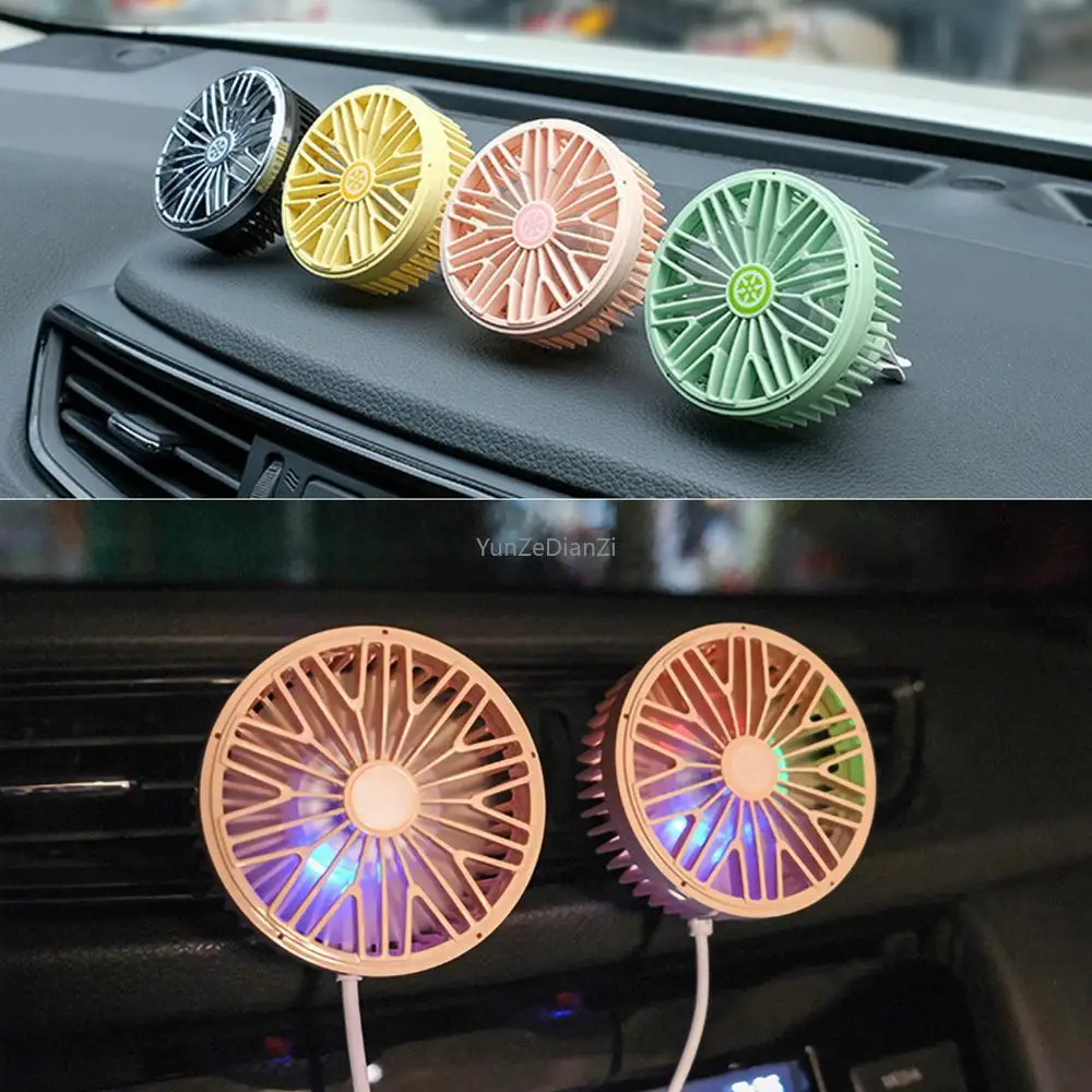 

Summer Air Cooler Fan Silent Car Air Conditioner Outlet 360 Degree Rotating Cooling Fan Auto Backseat Air Vent USB Cooling Fan