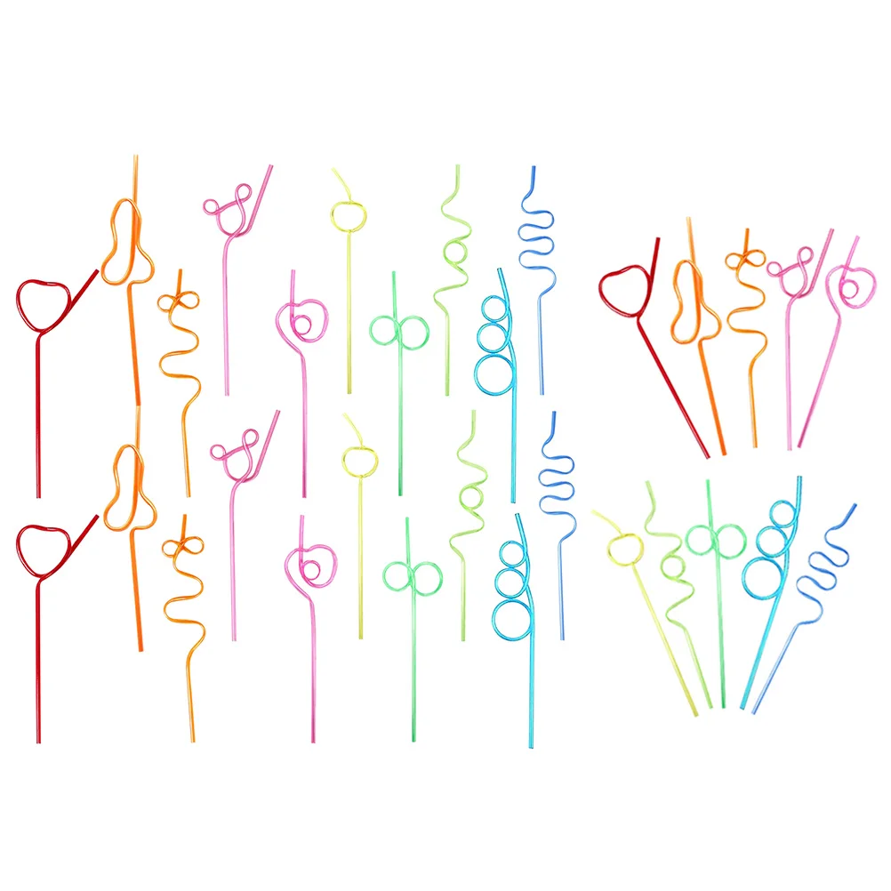 

30 Pcs Fun Varied Twists Straws Kids Straws Party Decorative Straws Hawaiian Party Supplies Party Straws Milk Drinking Straws