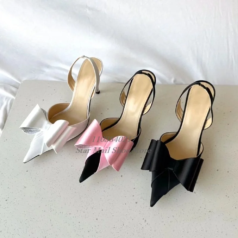 Шёлковые сандалии с узлом-бабочкой без застежек