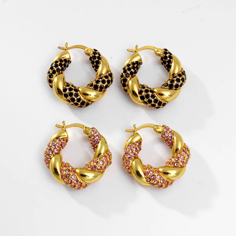 

LONDANY earrings Fried Dough Twists diamond earrings personality niche sense of vintage earrings unique fashion earrings women