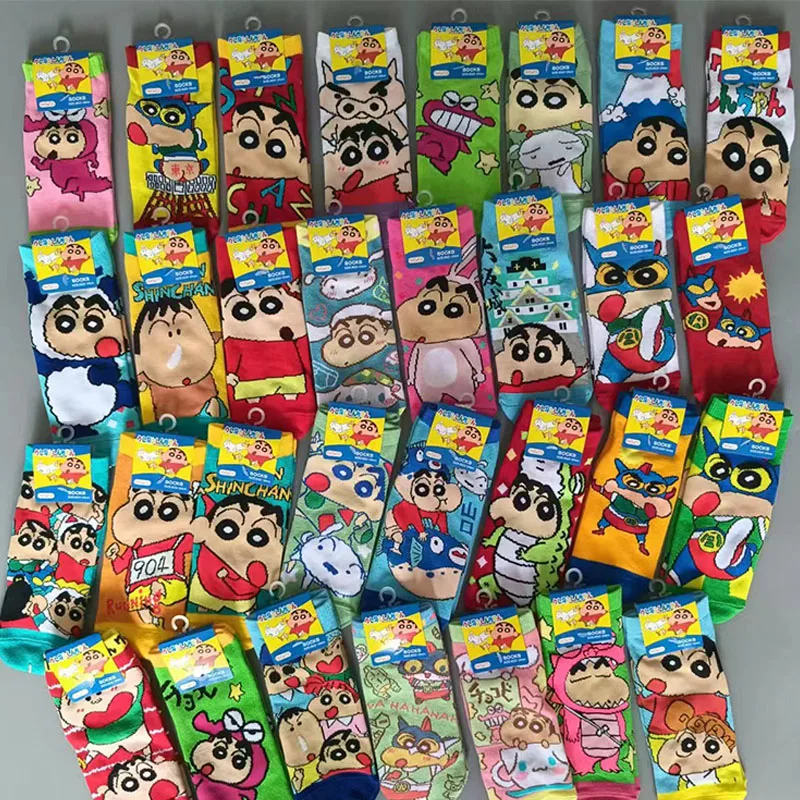 Хлопковые носки Crayon Shin-Chans с аниме разных стилей мягкие удобные дышащие короткие