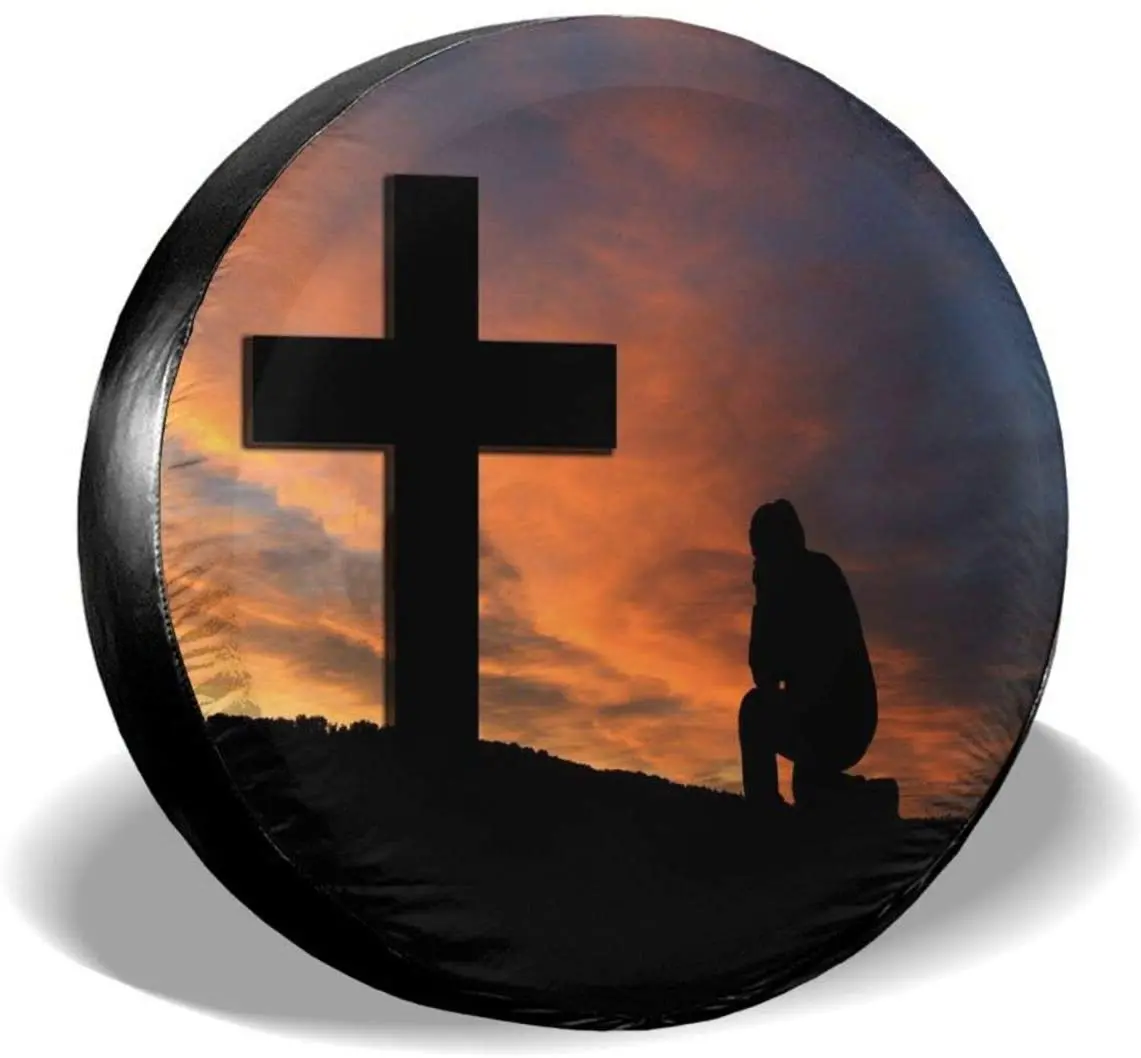 

Christian Religious The Lord's Prayer Pray When Life Gets Too Hard to Stand Kneel Spare Tire Cover Waterproof Dust-Proof UV Sun