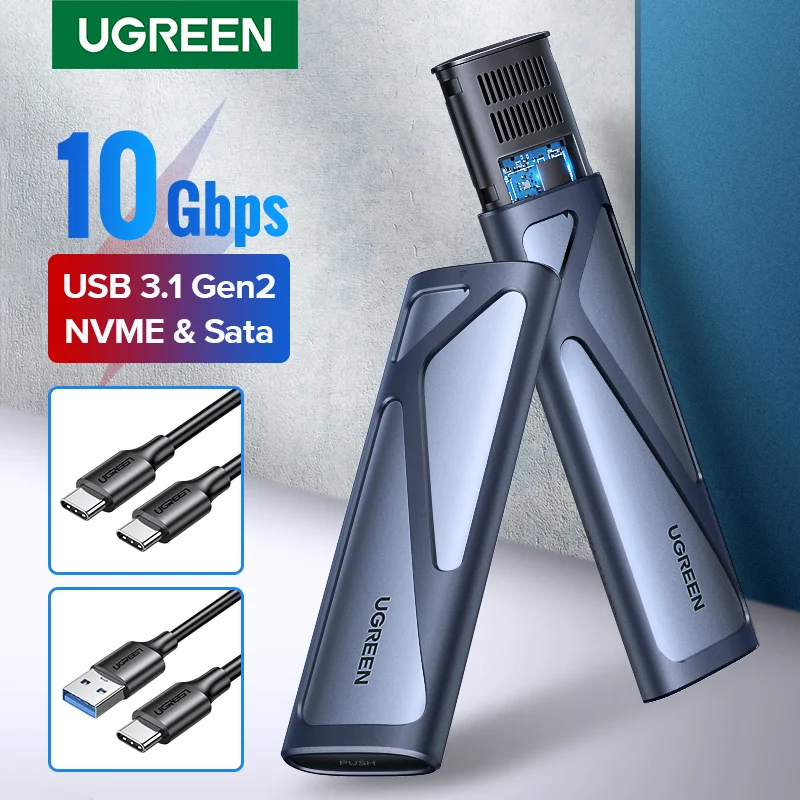 Корпус UGREEN M.2 NVMe SSD, двойной протокол NVMe SATA к USB 3,1 Gen2 10 Гбит/с NVMe PCI-E M.2 SSD, чехол с поддержкой UASP для жесткого диска