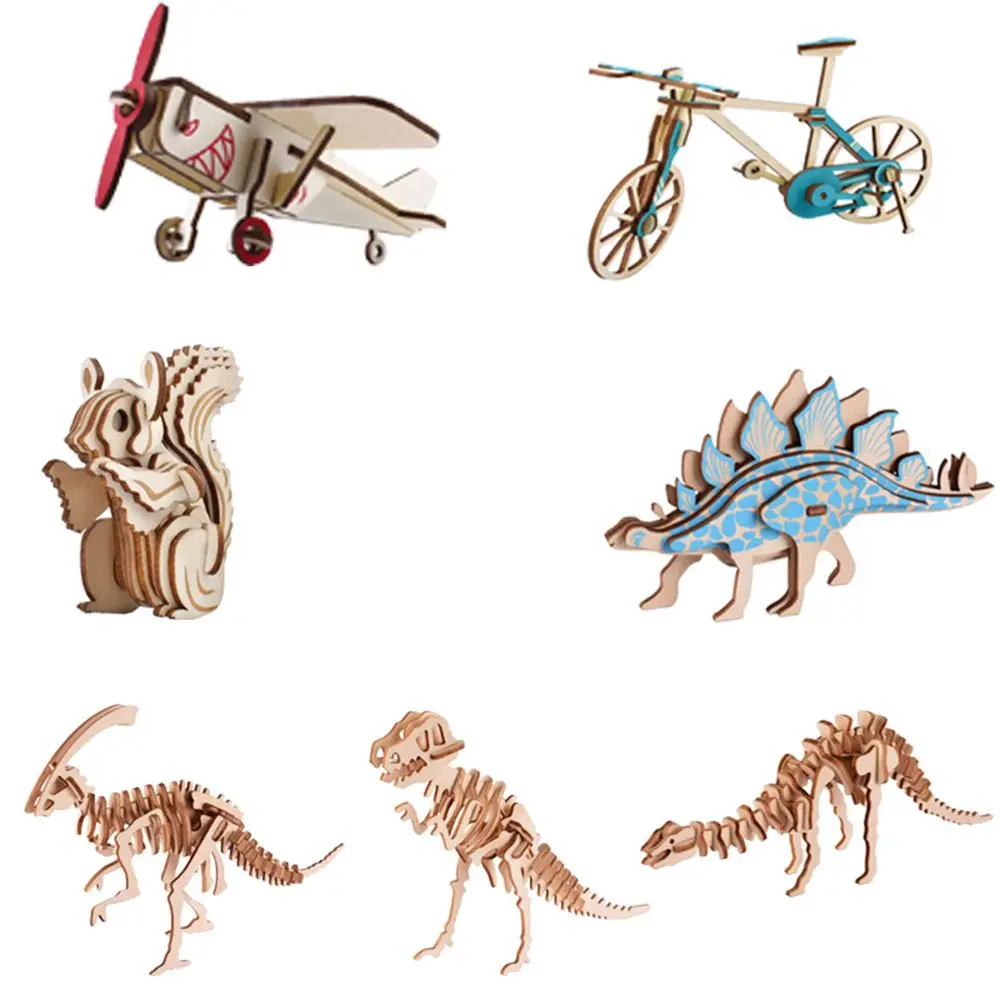 

Mini Wooden Children's Materials Educational Toy Dinosaur Puzzle Handmade Intelligence Development