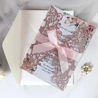 10pcs wedding invitations cards laser cut flower multi color decor gift greeting card rsvp customize party favor decoration