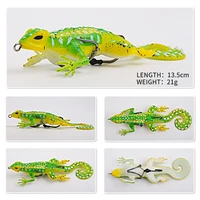 10pcslot lure simulation lizard artificial soft bait set fishing accessories 13 5cm21g three barb hook floating ye0297