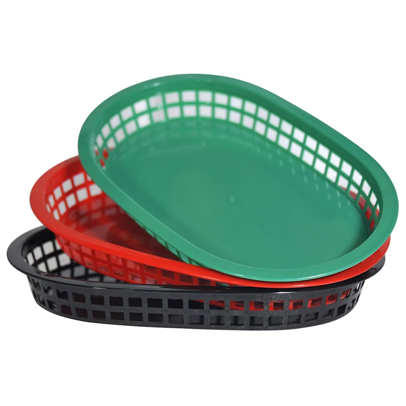 

1PC Plastic Basket French Fries Plate Snack Dishes Nontoxic Oval Kep Fast Food Tray Restaurant Bar Chips Hamper