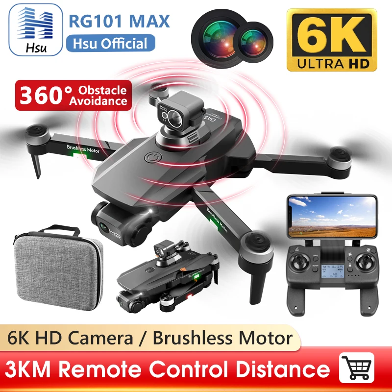 

RG101 MAX Drone 4K Professional 5G WIFI GPS 6K HD Camera Dron Brushless 360 Obstacle Avoidance 3KM RC Distance FPV Quadcopter