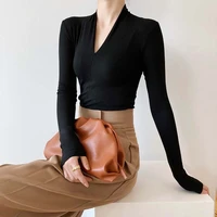 women clothing long sleeve t shirt for woman solid color v neck women blause spring autumn women tops