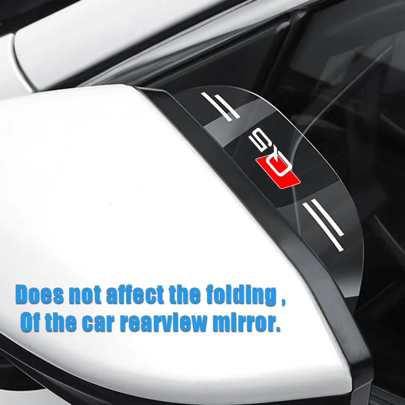 

2Pcs Car Rear View Mirror Rain Eyebrow Visor Sun Shade Snow Guard Weather Shield Cover Auto Accessories For Audi Q5 Logo
