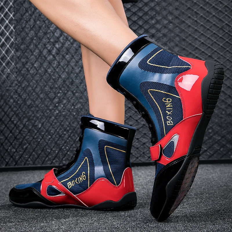 2023 New Unisex Gold High Top Wrestling Shoes Boxing and Fighting Training Boots Outdoor Sports Shoes Large Sizes 36-47