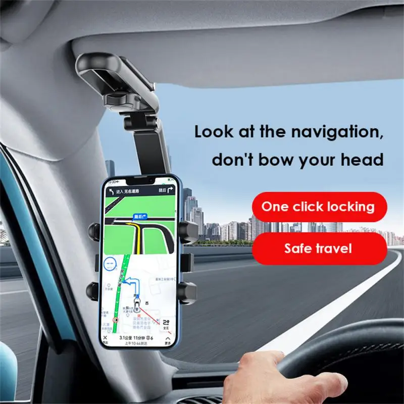 

New Car Support Facilitate Navigation Mobile Phone Bracket 1080 Degree Rotation Adjustable Rear View Mirror Buckle Holder Abs