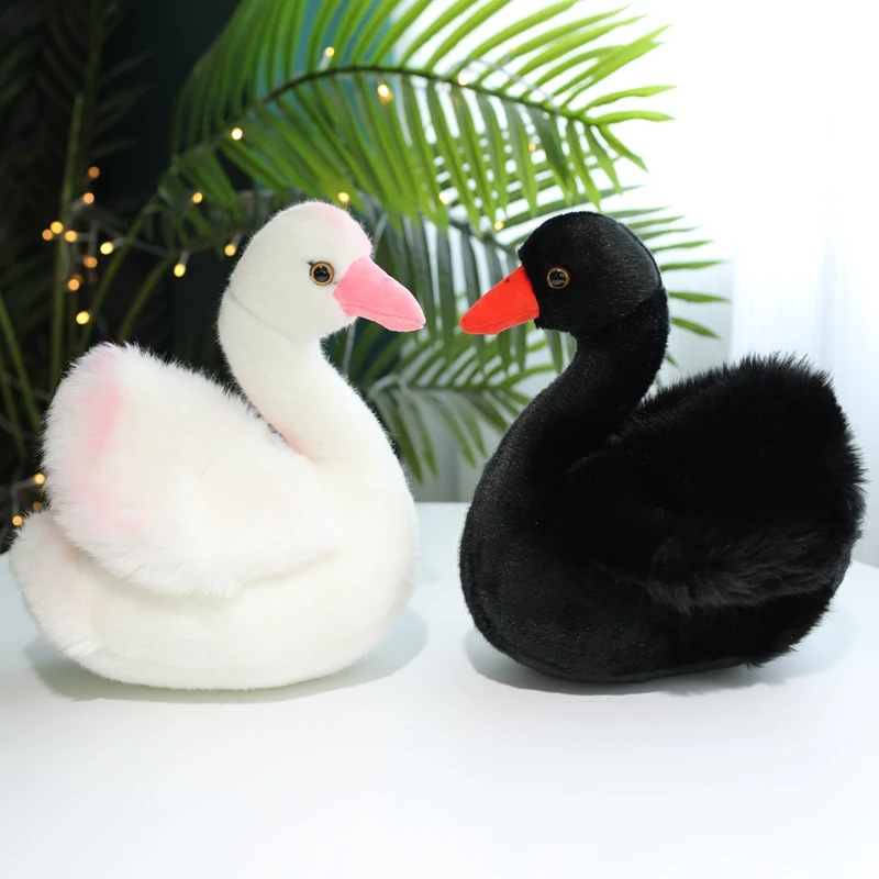

1pc 26cm Princess Black Swan Plush Toy White Swan Couple Queen Swan Plushie Wedding Decor Dolls for Christmas