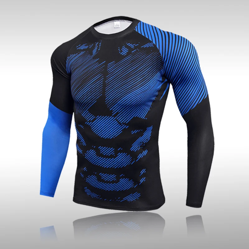 

Мужская компрессионная Спортивная футболка, Топ с длинным рукавом, одежда для тренажерного зала и бега, облегающая спортивная одежда, штаны...