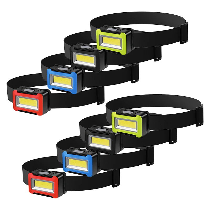 

Mini Headlights Portable COB LED Headlamps Waterproof Head Front Light Camping Headlamp with 3 Switch Modes Torch Battery Powere